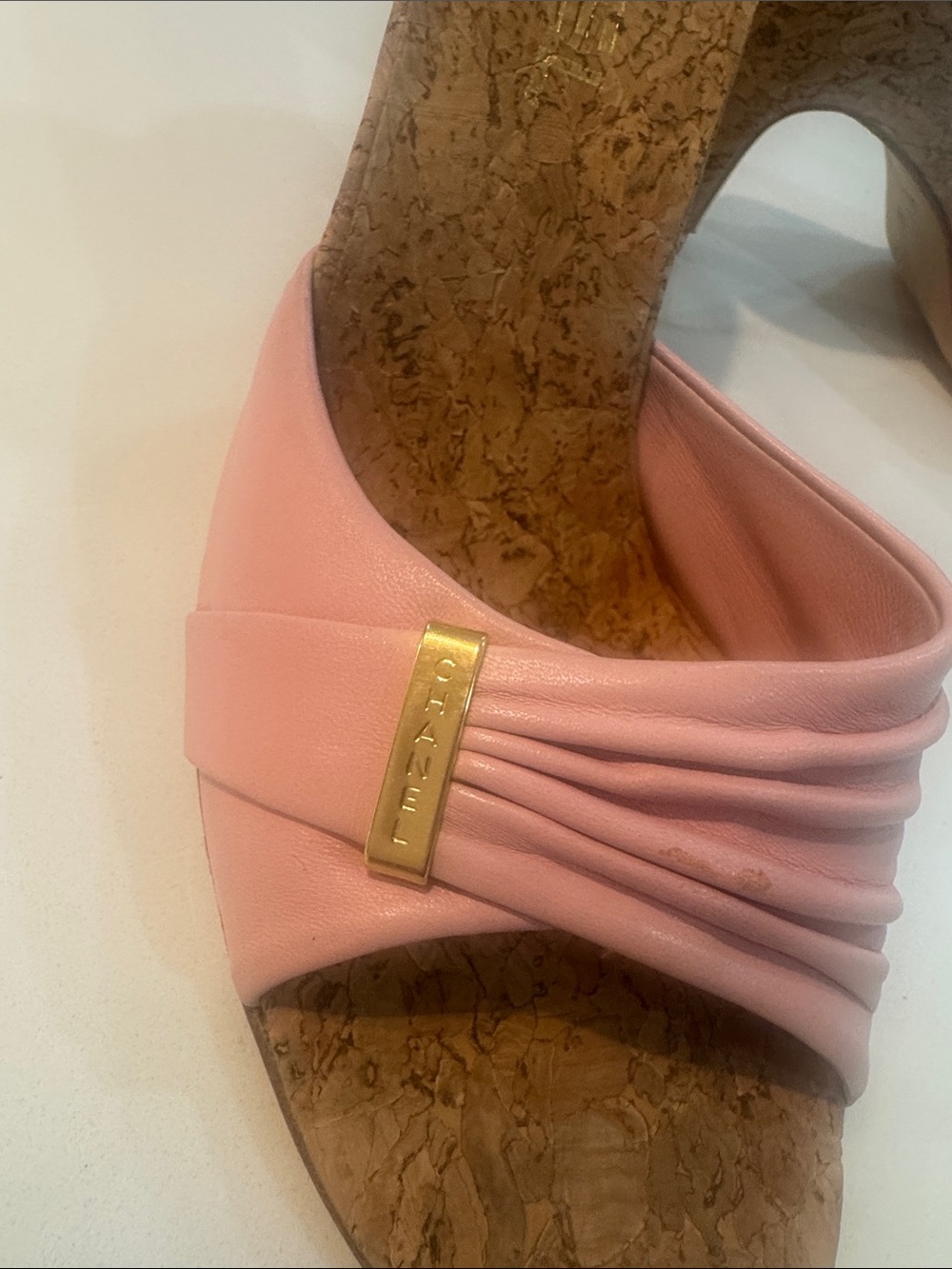 CHANNEL Cork Heel Mule/Slide Sandals - Picture 4 of 9